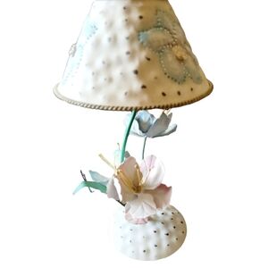 Home Interiors Floral Metal Candle Holder Fairy Lights Shabby Vintage Fairy Core